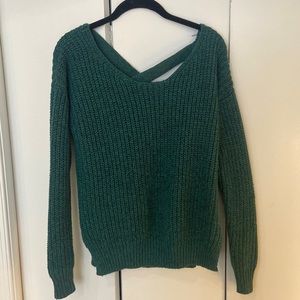Crisscross back sweater in teal